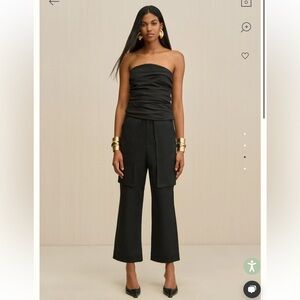 cult gaia topanga black heavy cotton twill cargo low rise ankle pants size 30